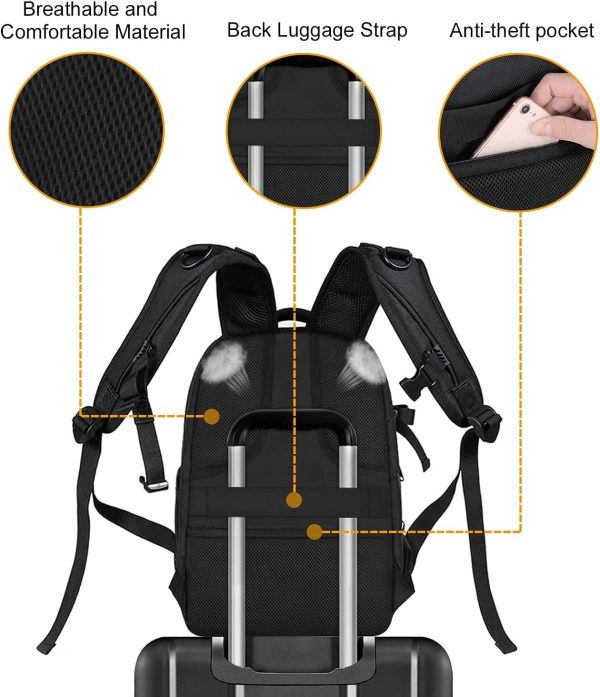 MOSISO Camera Backpack, DSLR/SLR/Mirrorless Photography Camera Bag 15-16 inch Waterproof Hardshell Case with Tripod Holder&Laptop Compartment Compatible with Canon/Nikon/Sony, Black - Image 8