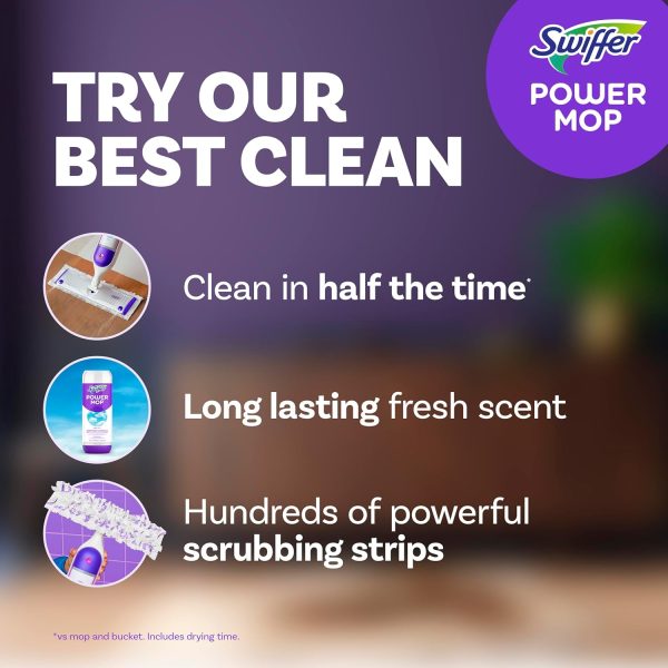 Swiffer PowerMop Multi-Surface Mop Kit for Floor Cleaning, Fresh Scent, Mopping Kit Includes PowerMop, 2 Mopping Pad Refills, 1 Floor Cleaning Solution with Fresh Scent and 2 Batteries - Image 2
