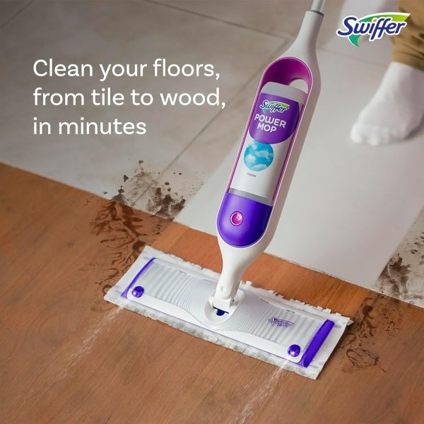 Swiffer PowerMop Multi-Surface Mop Kit for Floor Cleaning, Fresh Scent, Mopping Kit Includes PowerMop, 2 Mopping Pad Refills, 1 Floor Cleaning Solution with Fresh Scent and 2 Batteries - Image 5