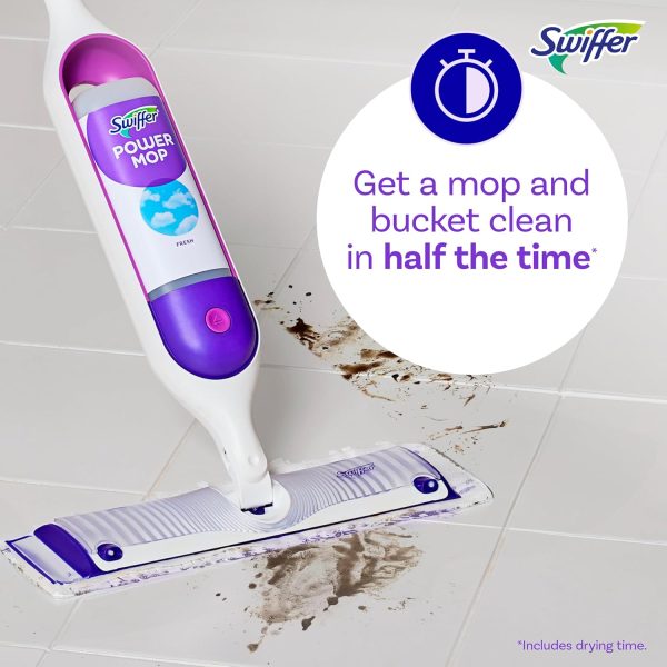 Swiffer PowerMop Multi-Surface Mop Kit for Floor Cleaning, Fresh Scent, Mopping Kit Includes PowerMop, 2 Mopping Pad Refills, 1 Floor Cleaning Solution with Fresh Scent and 2 Batteries - Image 6