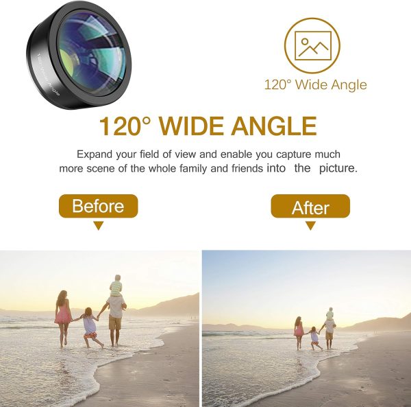 Upgraded 3 in 1 Phone Camera Lens kit-198° Fisheye Lens + Macro Lens + 120° Wide Angle Lens,Clip on Cell Phone Lens Kit Compatible with iPhone Samsung Android Smartphones - Image 4